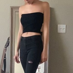 Black ribbed tube top